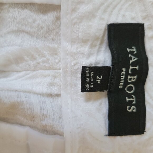 Talbots Petites Curvy 2P White Floral Textured Slim Fit Pants - Picture 3 of 6